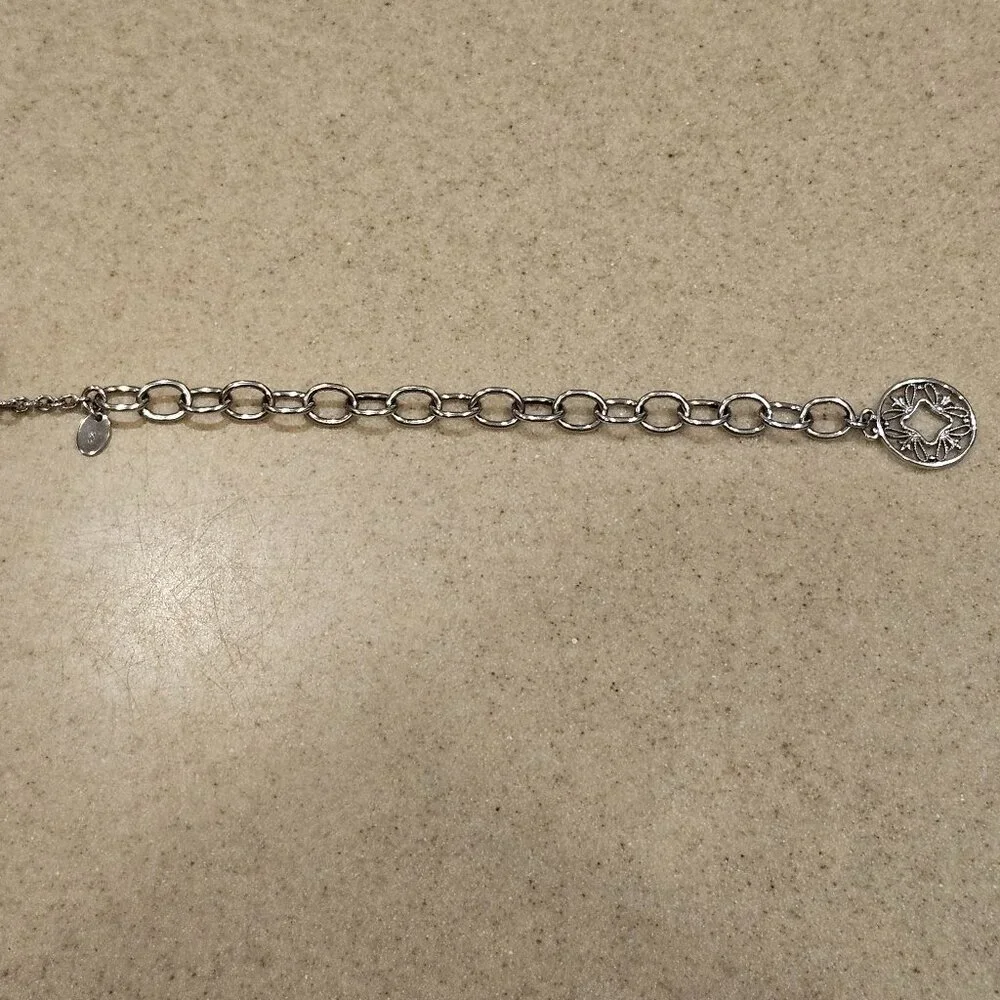 RARE VINTAGE MONICA RICH KOSANN SILVER CHARM ROLO TOGGLE FILIGREE BRACELET